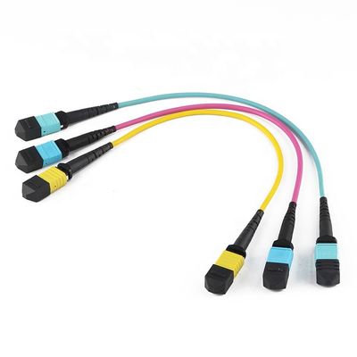 คุณภาพ  12 Core 24 Core Fiber Cable Patch Cord , Mtp Mpo Patch Cable Om3 Om4 For Qsfp โรงงาน
