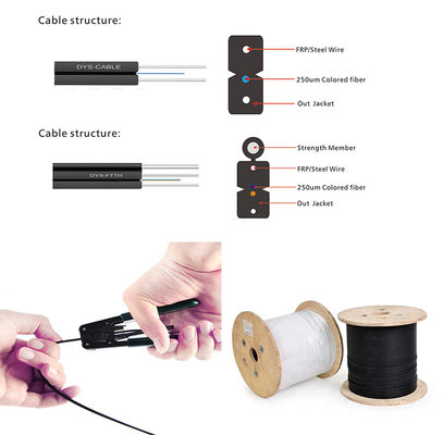 สายเคเบิลออปติคอล FTTH สีขาวพร้อมตัวเชื่อมต่อ SC FC OEM ODM