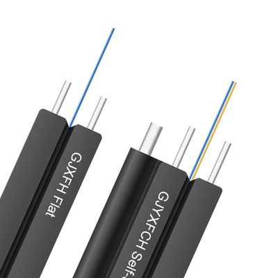 1 2 4 แกนไฟเบอร์ออปติกในร่ม/กลางแจ้ง Flat FTTH วางสายเคเบิล