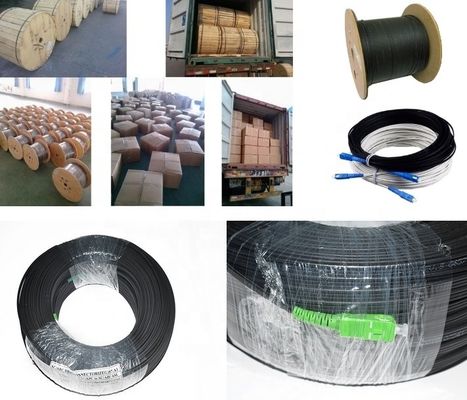 1 2 4 แกนไฟเบอร์ออปติกในร่ม/กลางแจ้ง Flat FTTH วางสายเคเบิล