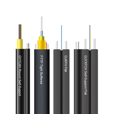 GJXFH 1 2 4 สายเคเบิลหล่นหลัก ftth G652d G657A1 G657A2 SM สายเคเบิลวางสายไฟเบอร์ออปติกในร่ม