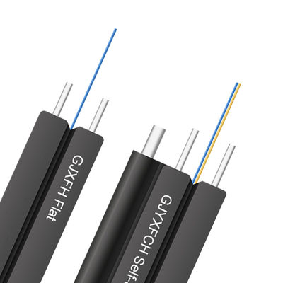 1km 1 core 2 core 4 core ftth วางสายเคเบิล G657A2 สายดรอปไฟเบอร์ออปติกที่รองรับตัวเอง