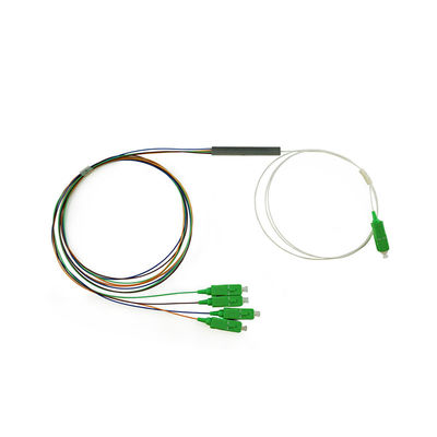 G657A1 FTTH 1x2 แยกไฟเบอร์ออปติก, แยก PLC ขนาดเล็ก SC APC 0.9 มม.