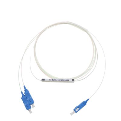 FTTH Fiber Optic PLC Splitter 1x2 ประเภทท่อเหล็กขนาดเล็กพร้อมขั้วต่อ SC