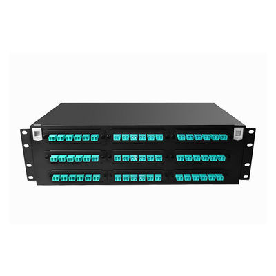 แผงแพทช์ไฟเบอร์ออปติกความหนาแน่นสูง 19 นิ้ว 1U MPO MTP-LC 24F 10G 40G