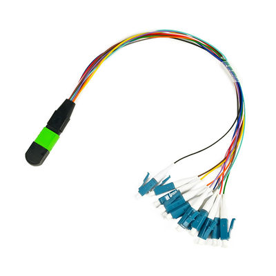 สายแพทช์ไฟเบอร์ MPO 12 แกน 0.9 มม. แบบกำหนดเอง สถานะโสด 1M Fanout