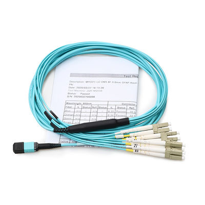 สายเคเบิลฝ่าวงล้อม MPO LC แบบกำหนดเอง Fanout 8 คอร์สำหรับศูนย์ข้อมูล
