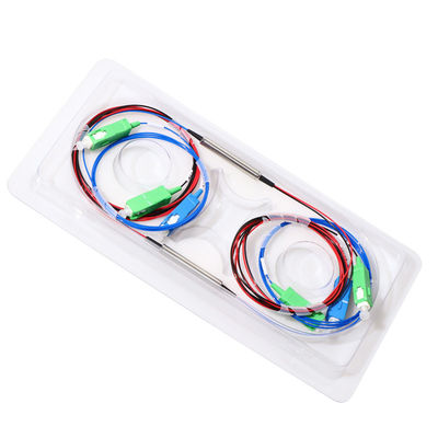 1X2 FWDM DWDM แยกไฟเบอร์ออปติก 3 พอร์ต 100G 200G สำหรับระบบเครือข่าย WDM