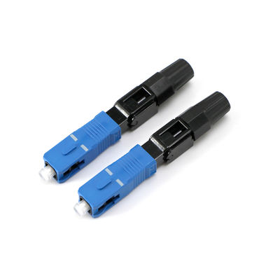 ตัวเชื่อมต่อไฟเบอร์ออปติคอล SM สีฟ้าสำหรับการสื่อสารโทรคมนาคม FTTH CATV