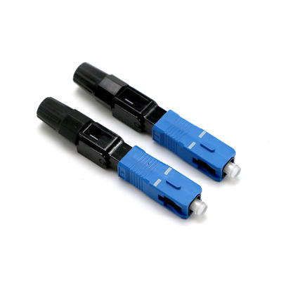 ตัวเชื่อมต่อไฟเบอร์ออปติคอล SM สีฟ้าสำหรับการสื่อสารโทรคมนาคม FTTH CATV