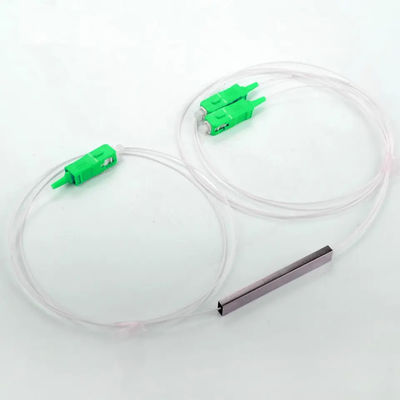FTTH Fiber Optic PLC Splitter 1x2 ประเภทท่อเหล็กขนาดเล็กพร้อมขั้วต่อ SC