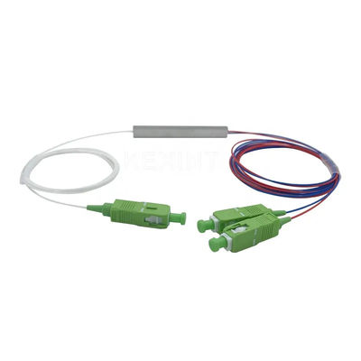 FTTH Fiber Optic PLC Splitter 1x2 ประเภทท่อเหล็กขนาดเล็กพร้อมขั้วต่อ SC