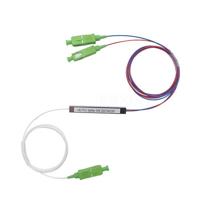 FTTH Fiber Optic PLC Splitter 1x2 ประเภทท่อเหล็กขนาดเล็กพร้อมขั้วต่อ SC