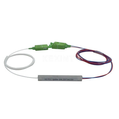 FTTH Fiber Optic PLC Splitter 1x2 ประเภทท่อเหล็กขนาดเล็กพร้อมขั้วต่อ SC