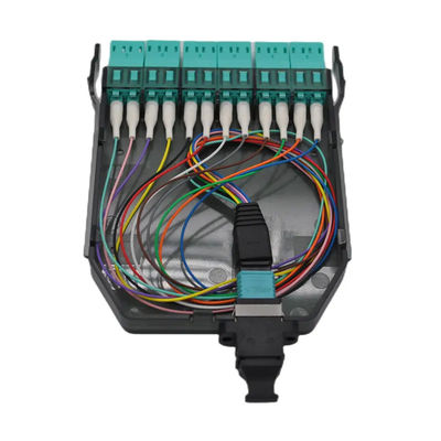 แผงแพทช์ MPO สีดำ, MPO ถึง LC Cassette พร้อม 12 คอร์ 24 คอร์
