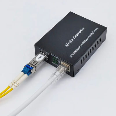 SFP เป็น RJ45 ตัวแปลงสื่อไฟเบอร์ออปติก โหมดเดี่ยว เริม Duplex 10M 100M