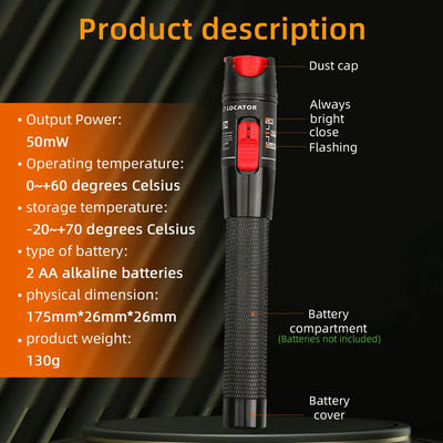 อุปกรณ์เสริมสายไฟเบอร์ 650nm แบบกำหนดเอง, Visual Fault Locator ประเภทปากกา 30mw